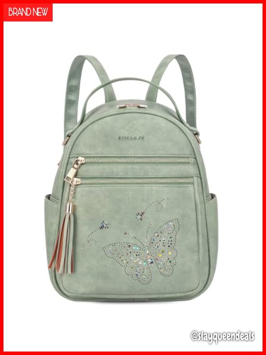 Women\'s Waterproof PU Leather Butterfly Backpack Purse Mini Travel Daypack